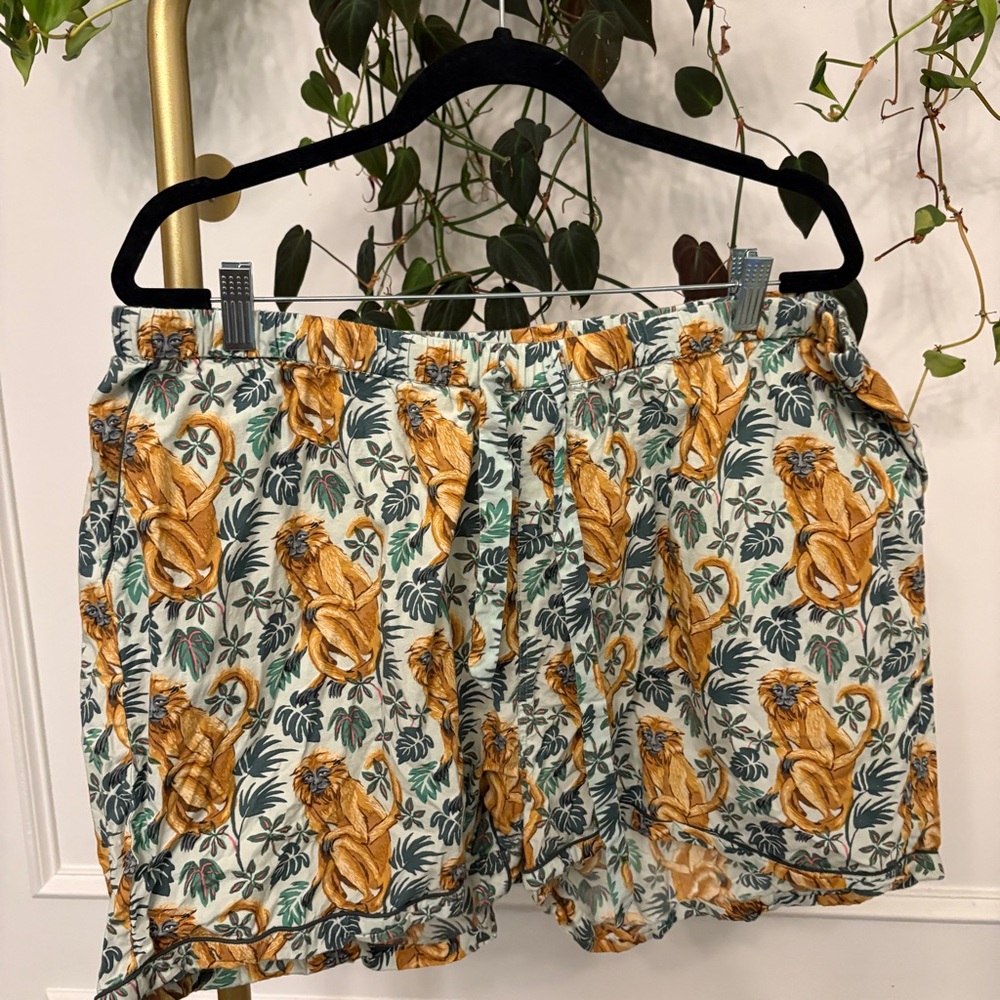 Printfresh monkey Print Pajama Shorts - Yellow and Green
